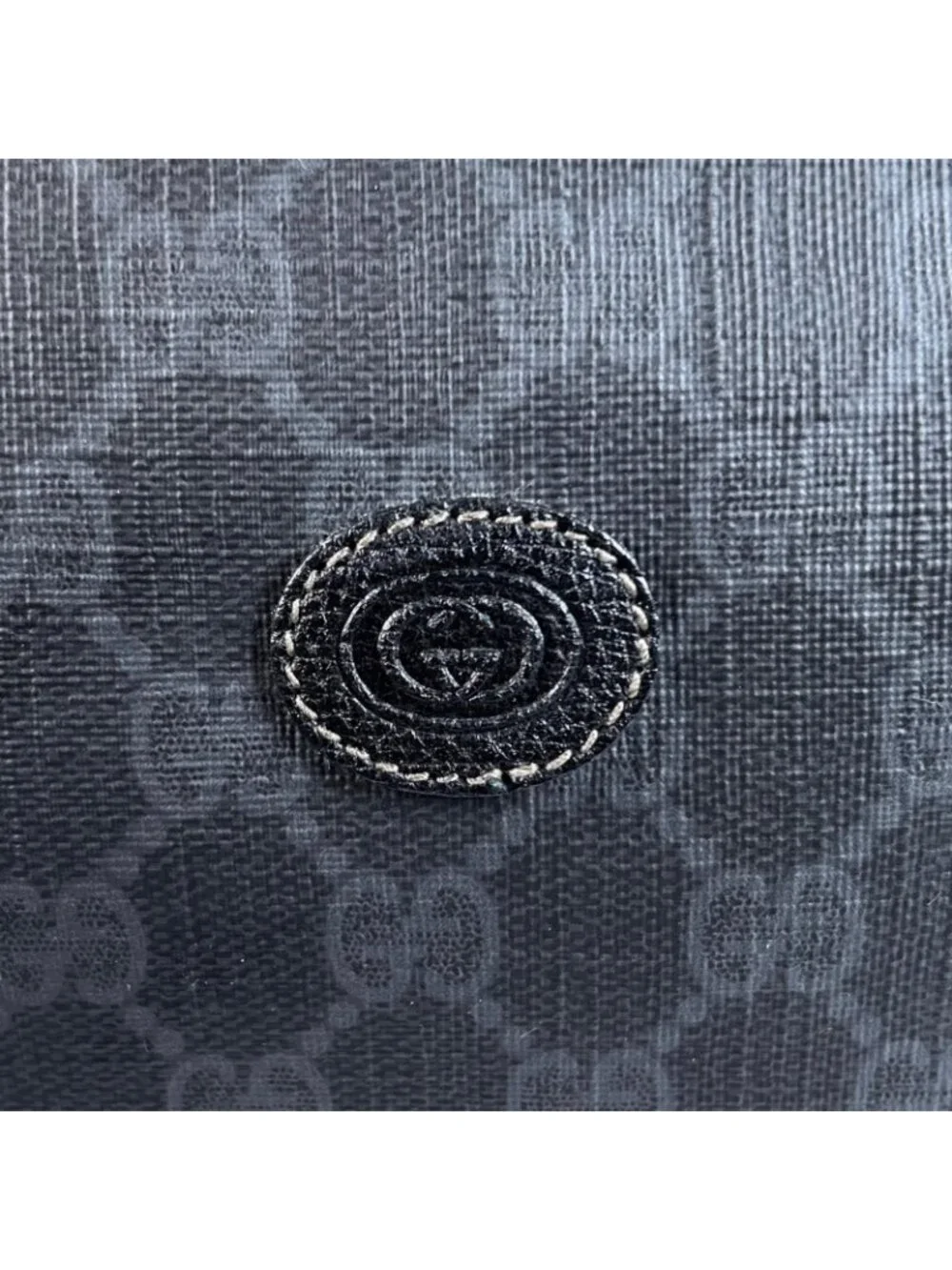Gucci Vintage GG Plus Gray Black Clutch Gold 156.01.045